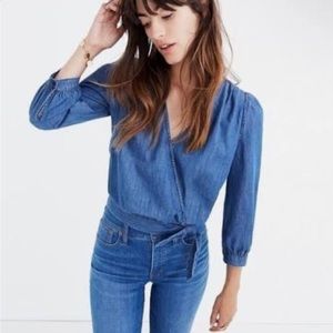 Madewell XS Denim Wrap Top
